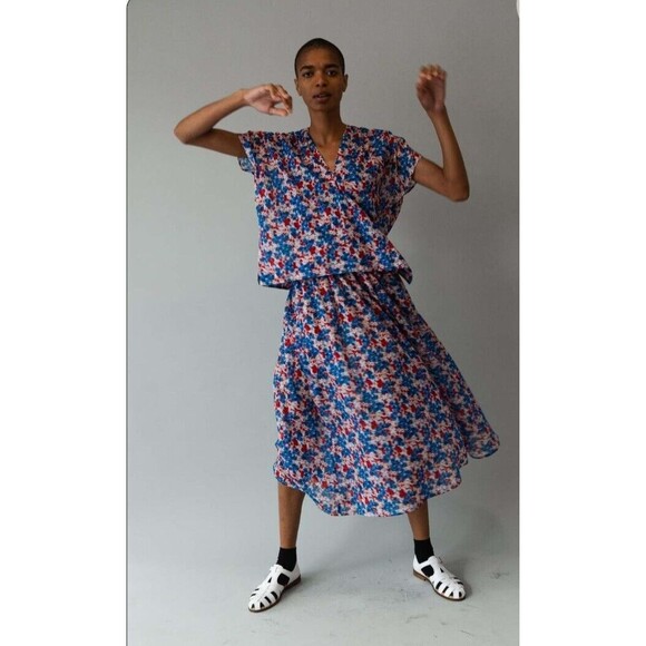 CARON CALLAHAN Selma Maxi Dress Floral Short Sleeve Cotton Voile Posy Small - Picture 6 of 16